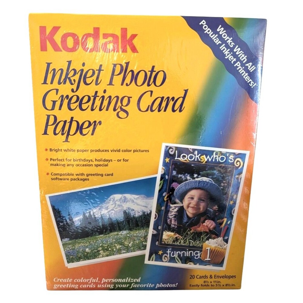 Kodak 8.5" X 11" Inkjet Photo Greeting Card Paper 20 Card Envelope New